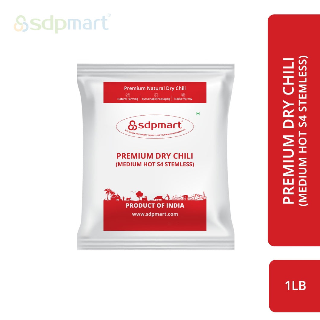 S23 - SDPMart Premium Stemless Dry Chilli (Zip lock)- Medium hot - 1 Lb