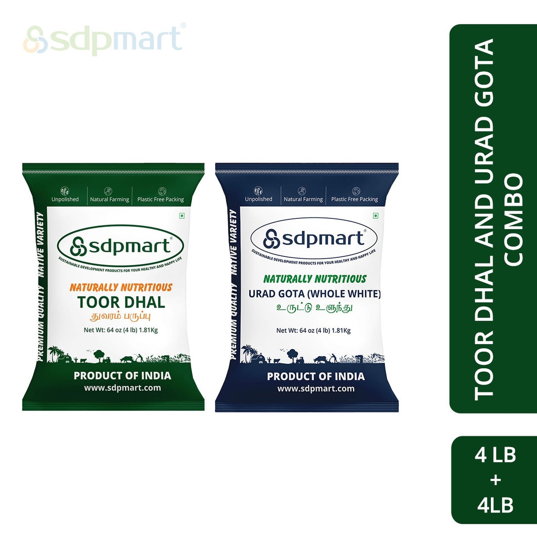 SDPMart Dhal Combo (Urad Gota + Toor Dhal) - 8LB