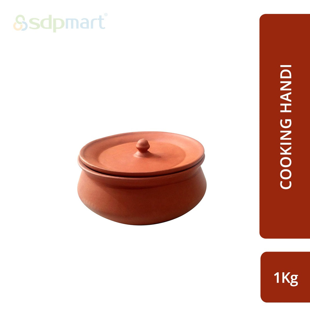 Clay Pot with Lid (Cooking / Curd Making Handi) - 1 KG