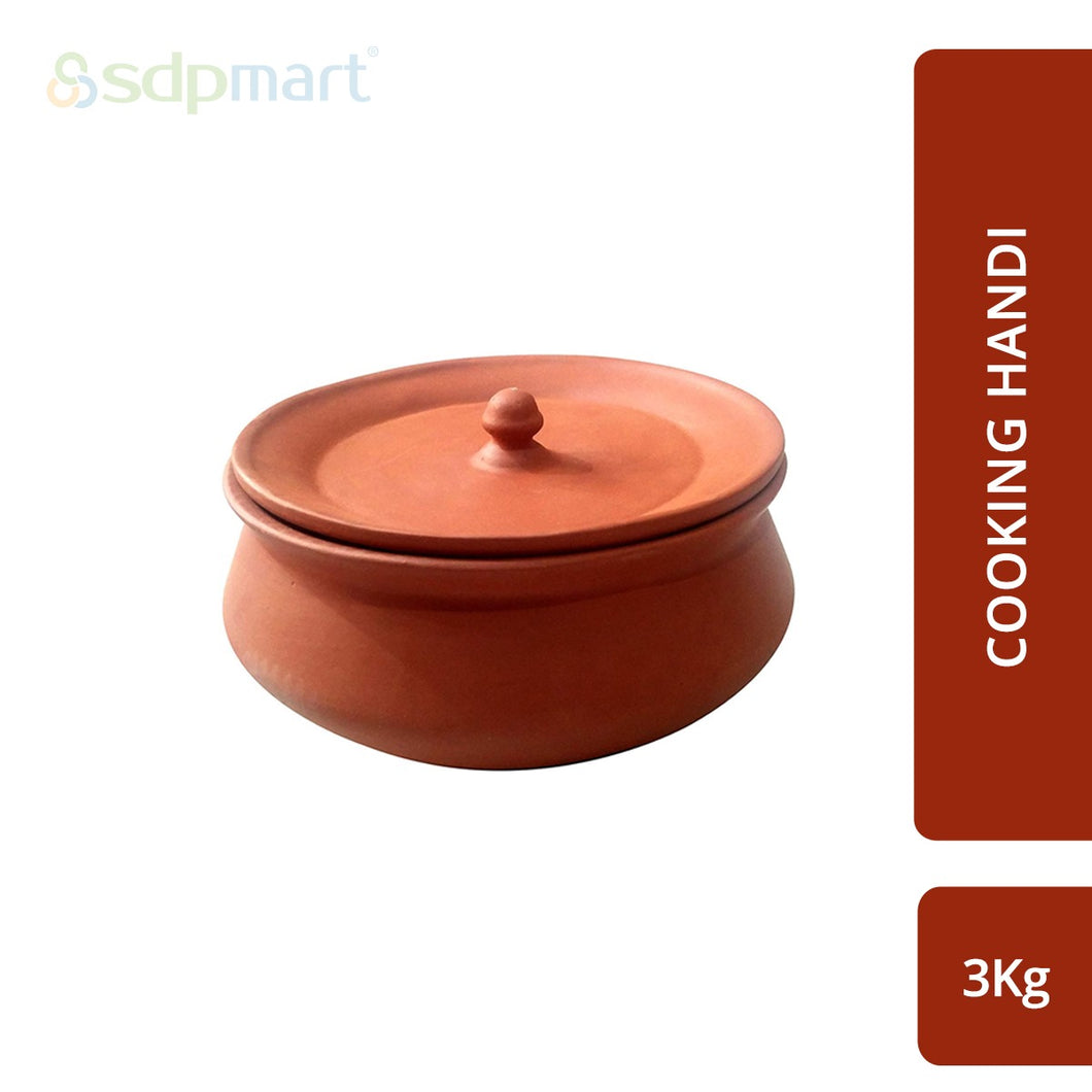 Clay Pot with Lid (Cooking / Curd Making Handi) - 3 KG